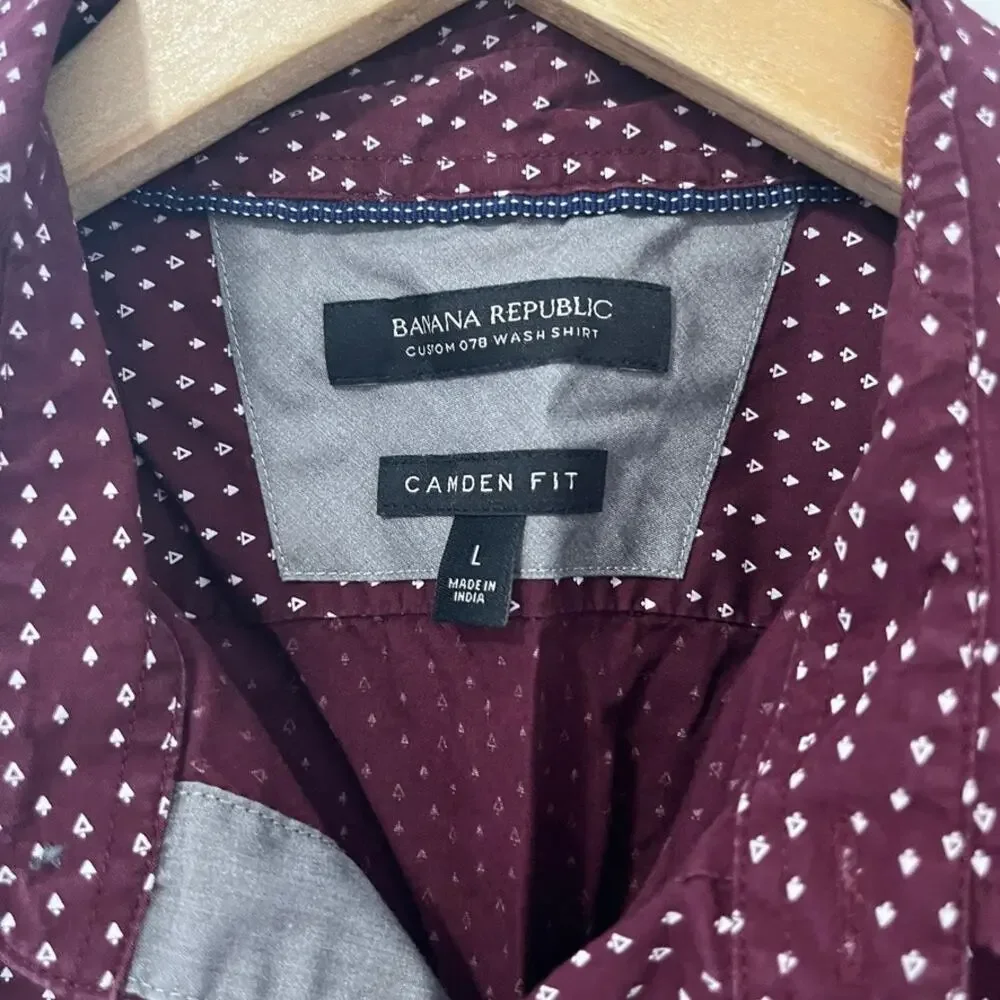 Banana Republic Men's Tree Print Button Up Camden Fit Top Size Large